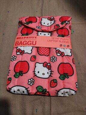 Hello Kitty Baggu Puffy Laptop Sleeve Case 13"/14" Pink Apple